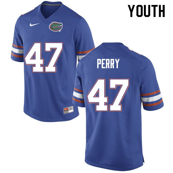 Youth #47 Austin Perry Florida Gators College Football Jerseys Blue
